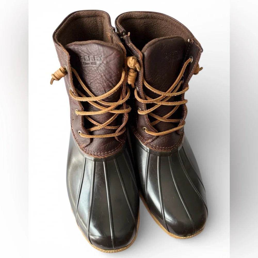 NWOT Sperry Womens Top-Sider Saltwater Duck Boot Brown Leather Size 12 STS91176 - Picture 5 of 10